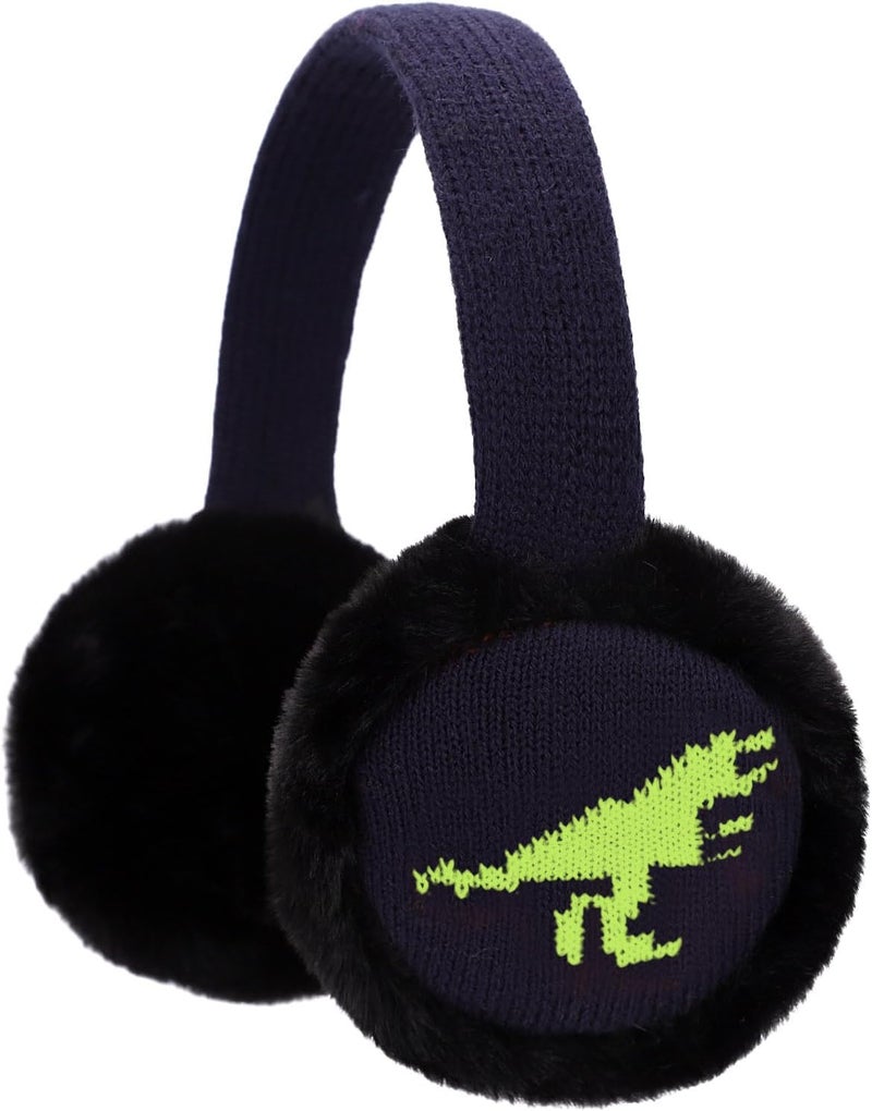 BUTITNOW Toddler Kids Knit Dinosaur Earmuffs Soft Plush Comfortable Winter Outdoor Ear Warmers for Boys Girls - Image 1
